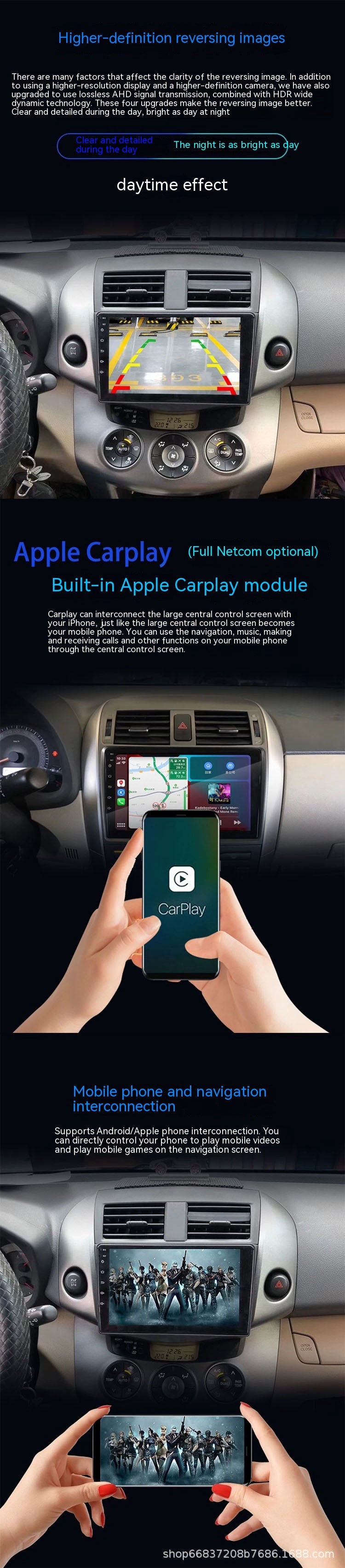 Air conditionné manuel Android Smart Center Console et navigation sans fil Carplay