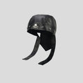 La taille des hommes et des femmes. Chapeau en cuir en cuir PU noir Rivet Ribbon Street Punk Style Pirate.
