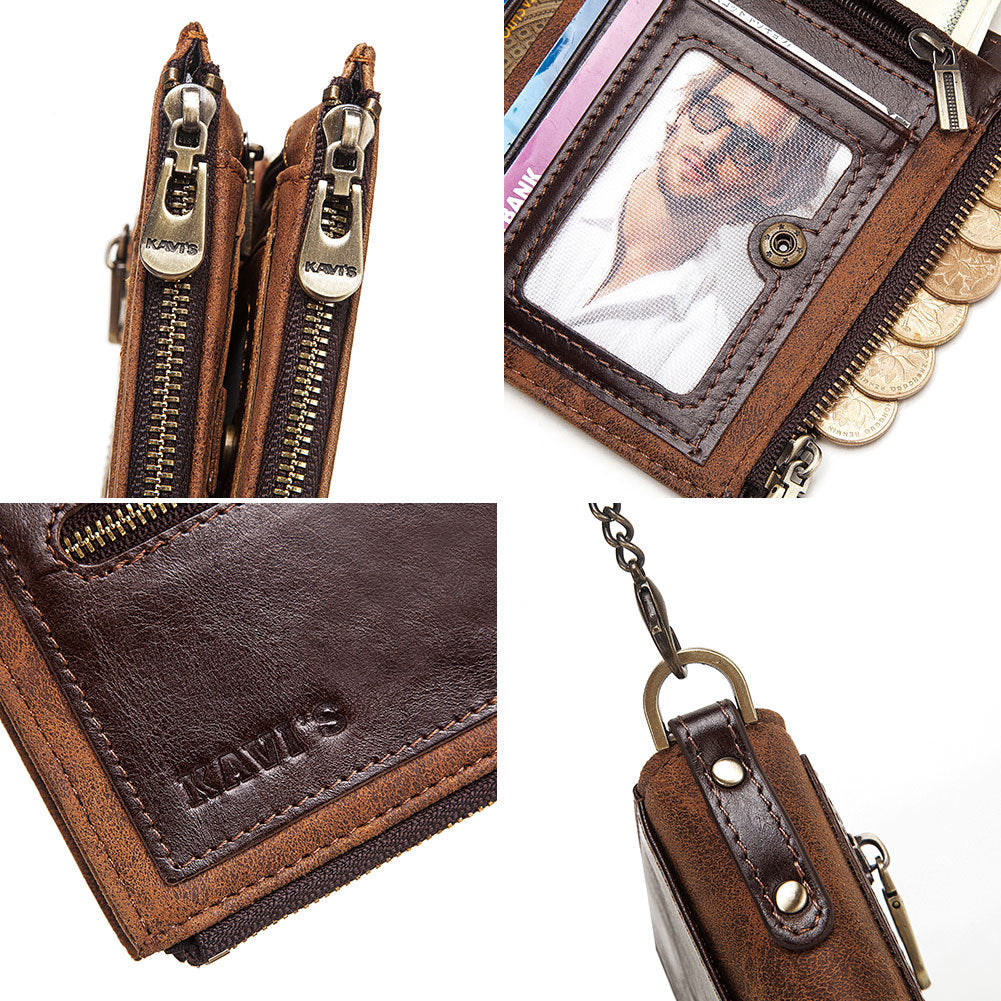 Portefeuille en cuir antivol pour hommes