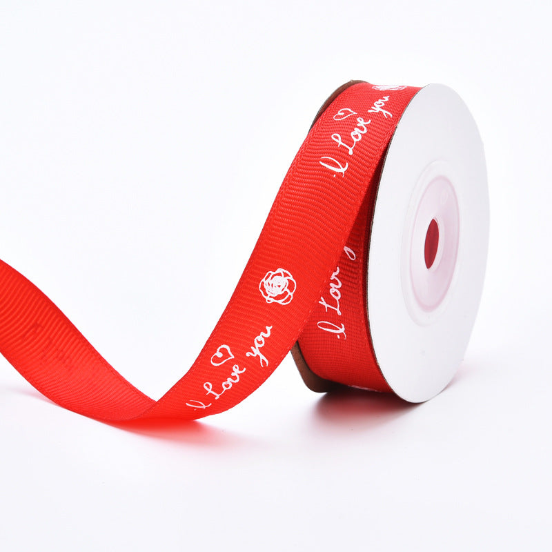 Emballage Ribbon Love Pattern Fleurs Ribbon Mariage Célébration Décoration Ribbon