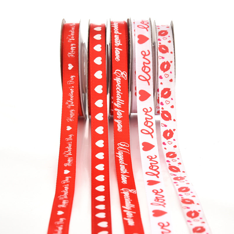 Emballage Ribbon Love Pattern Fleurs Ribbon Mariage Célébration Décoration Ribbon