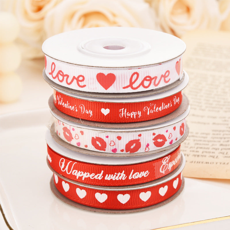 Emballage Ribbon Love Pattern Fleurs Ribbon Mariage Célébration Décoration Ribbon