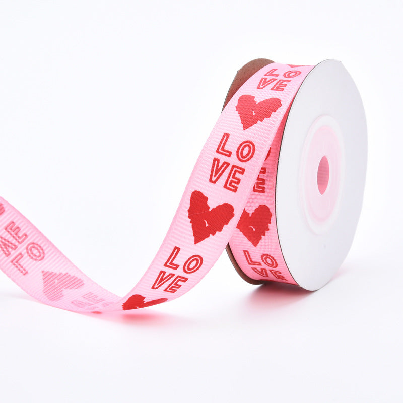 Emballage Ribbon Love Pattern Fleurs Ribbon Mariage Célébration Décoration Ribbon