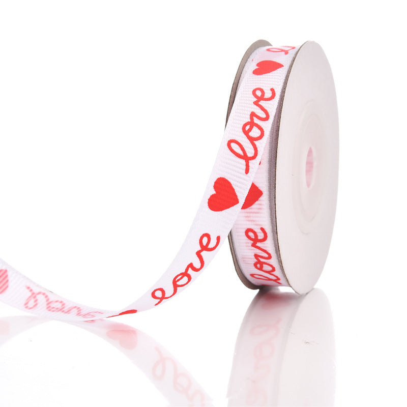 Emballage Ribbon Love Pattern Fleurs Ribbon Mariage Célébration Décoration Ribbon