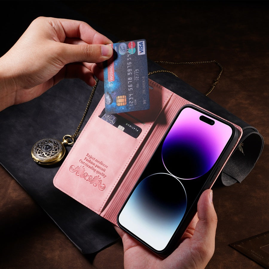 Coque de protection pour téléphone portable en cuir de portefeuille