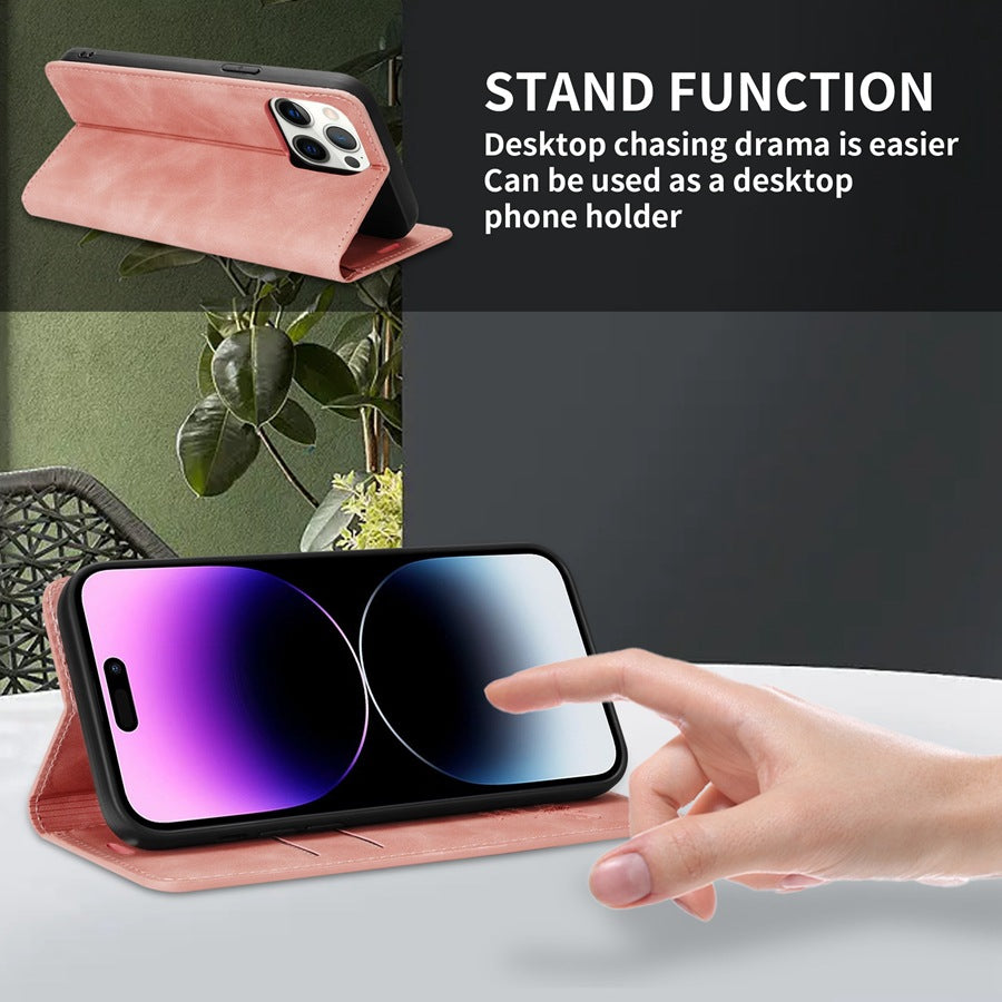 Coque de protection pour téléphone portable en cuir de portefeuille