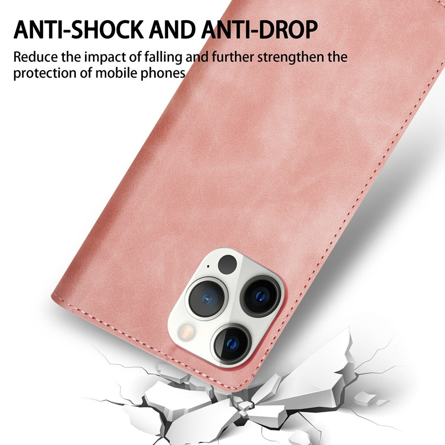 Coque de protection pour téléphone portable en cuir de portefeuille