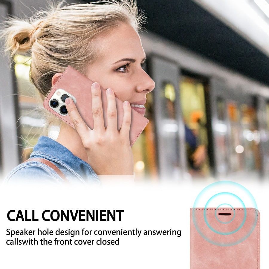 Coque de protection pour téléphone portable en cuir de portefeuille