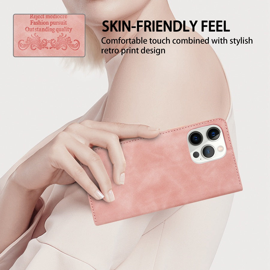 Coque de protection pour téléphone portable en cuir de portefeuille