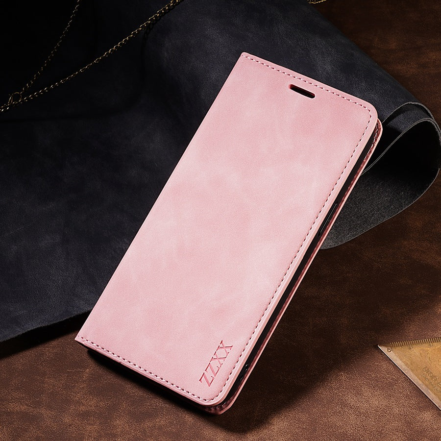 Coque de protection pour téléphone portable en cuir de portefeuille