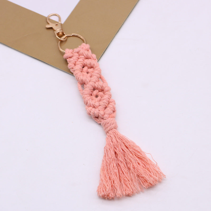 Chaîne de coton tissé à la main Tassel Porte-clés voiture porte-clés sac pendentif ornements