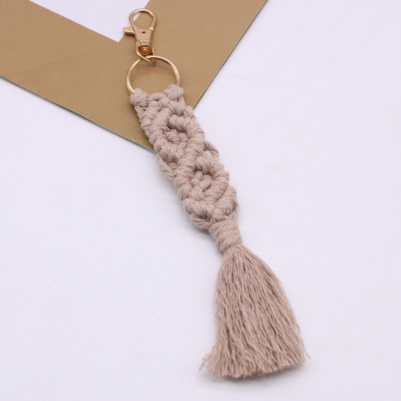 Chaîne de coton tissé à la main Tassel Porte-clés voiture porte-clés sac pendentif ornements