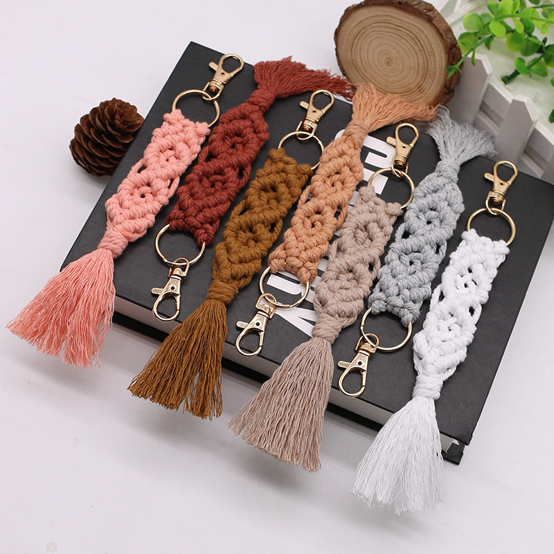 Chaîne de coton tissé à la main Tassel Porte-clés voiture porte-clés sac pendentif ornements