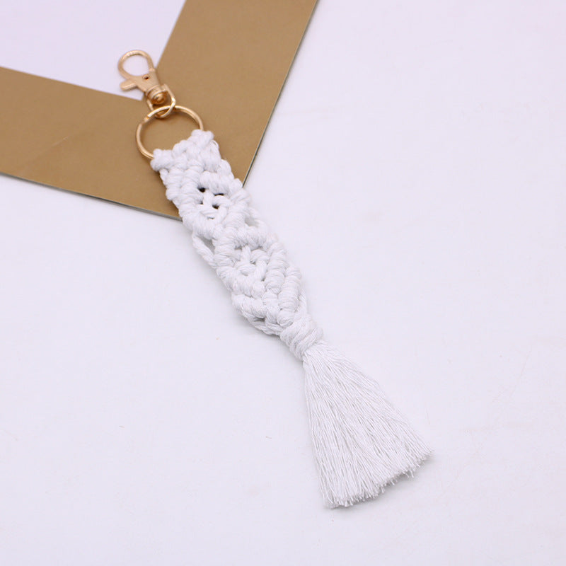 Chaîne de coton tissé à la main Tassel Porte-clés voiture porte-clés sac pendentif ornements