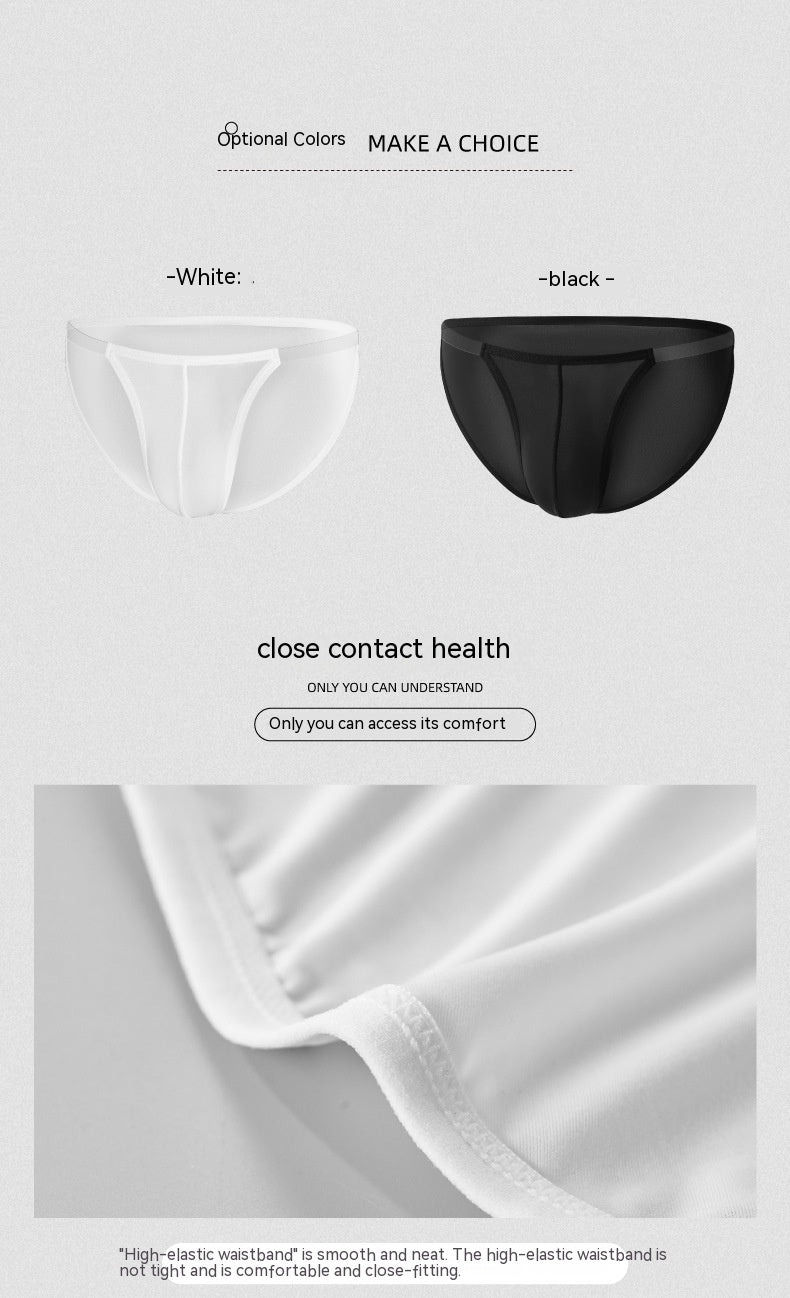 Homme transparent mince soie de glace simple couche U Convex faible taille respirant sport Sexy Bri