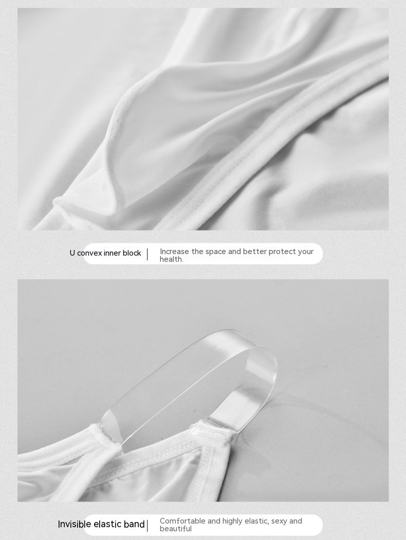 Homme transparent mince soie de glace simple couche U Convex faible taille respirant sport Sexy Bri