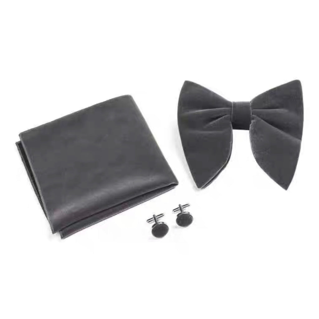 Double-Layer Gold Velvet Horn Bow Square Écharpe Boutons de manchette Ensemble de trois pièces