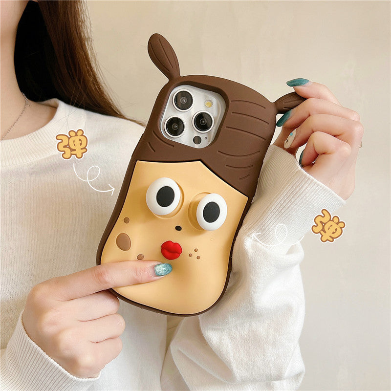 Saucisse de caricature Housse de téléphone fille de la bouche Étui de protection résistant à la chute