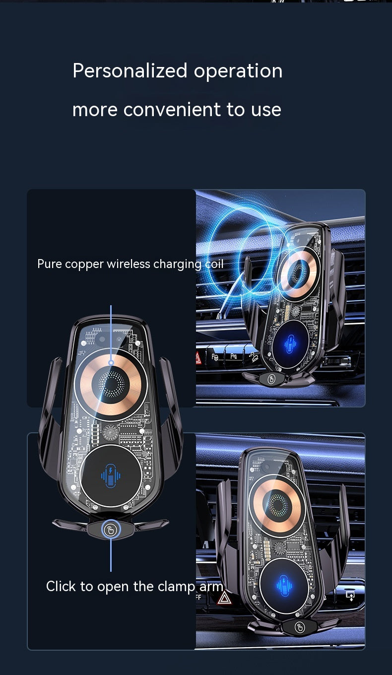 Transparent et Creative Line Design Car Chargeur sans fil Support de téléphone mobile Op automatique
