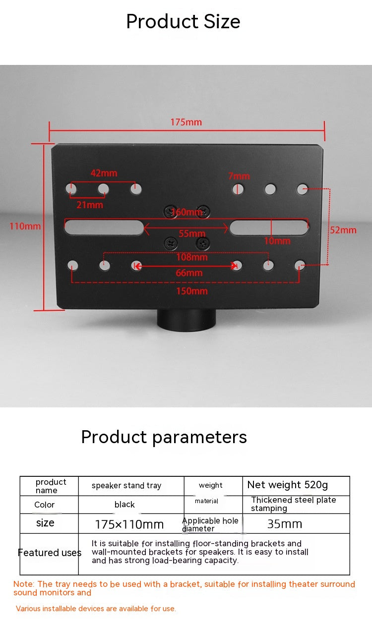 Projecteur Plaque de support Audio Épaisseur Complet en Fer Métal Tray Tripod Accessoires
