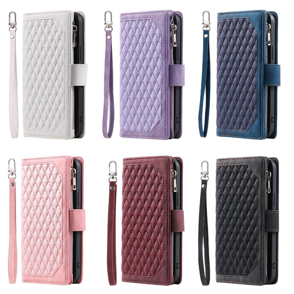 Crossbody Plaid Multi-fonctionnel Zipper Bag Étui de téléphone mobile