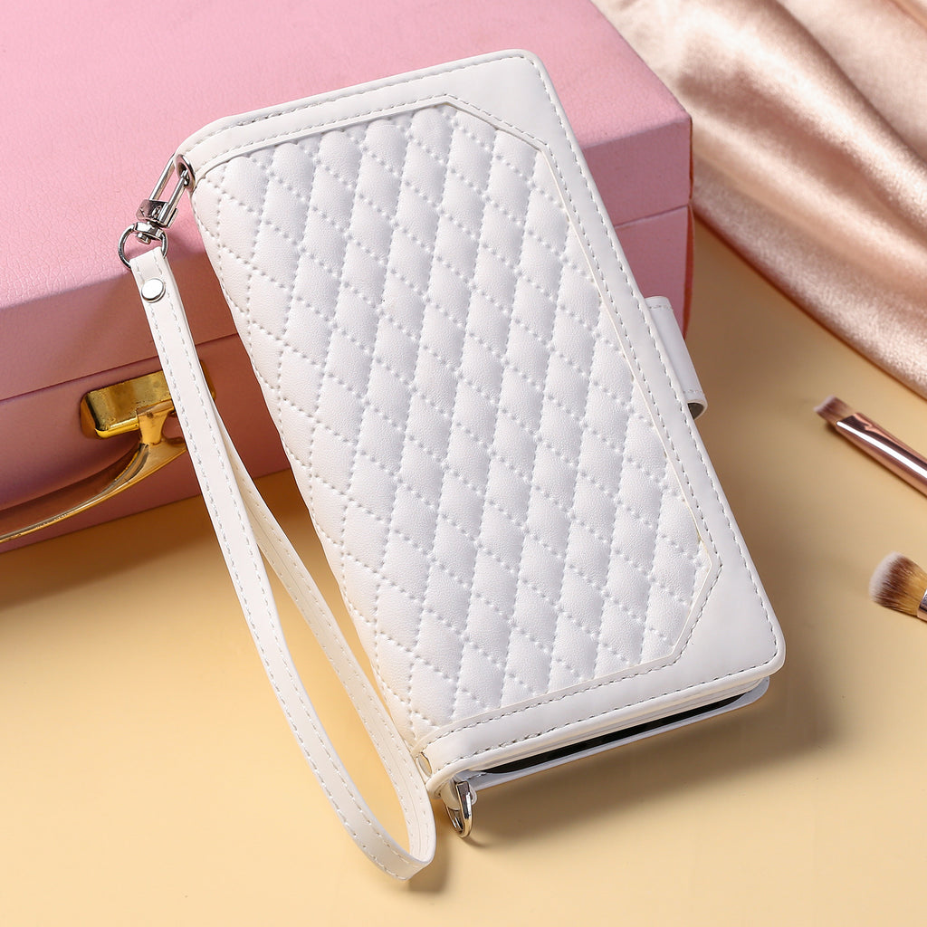 Crossbody Plaid Multi-fonctionnel Zipper Bag Étui de téléphone mobile