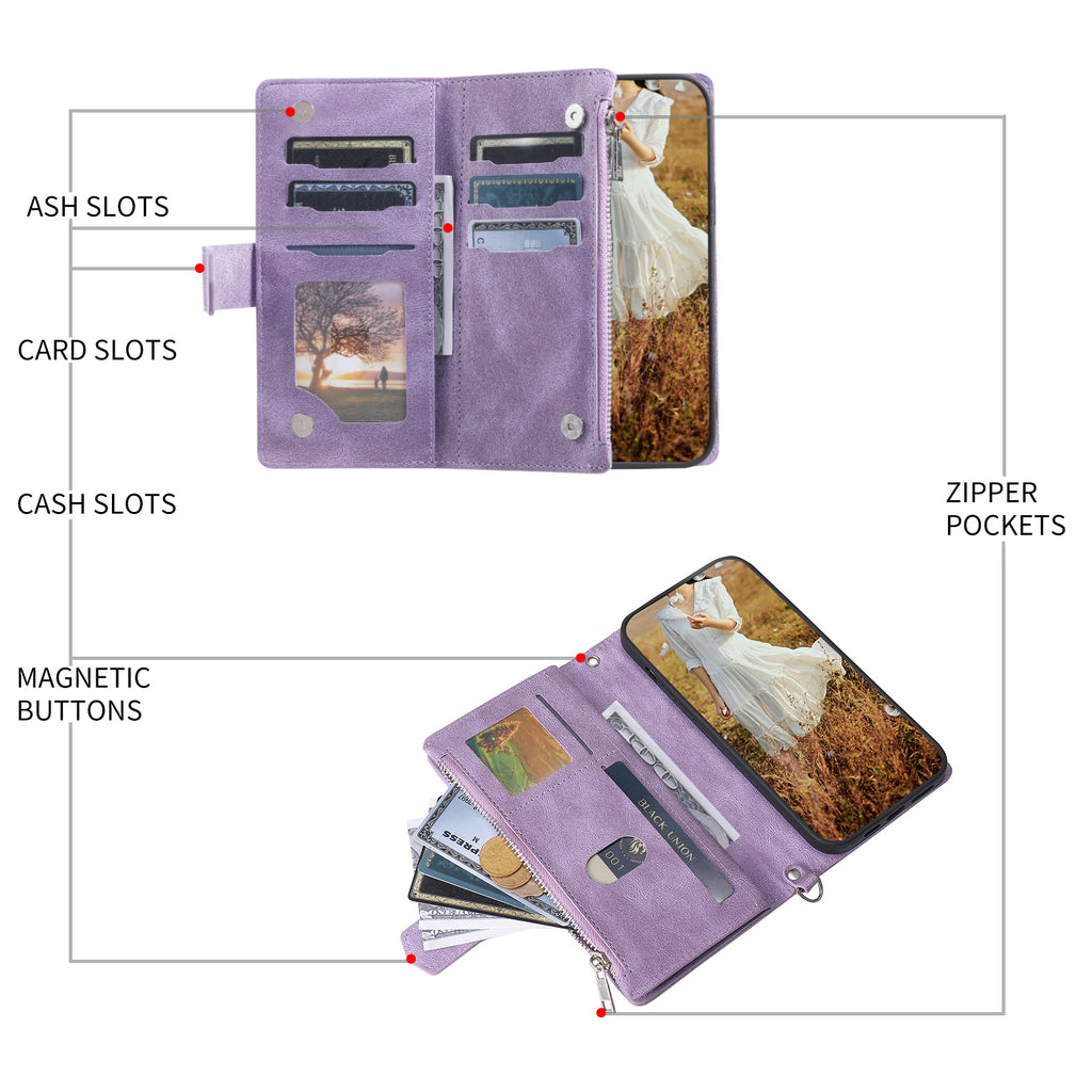 Crossbody Plaid Multi-fonctionnel Zipper Bag Étui de téléphone mobile