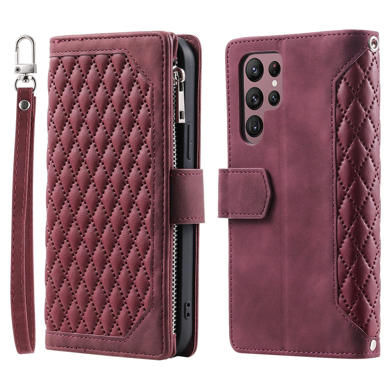 Crossbody Plaid Multi-fonctionnel Zipper Bag Étui de téléphone mobile