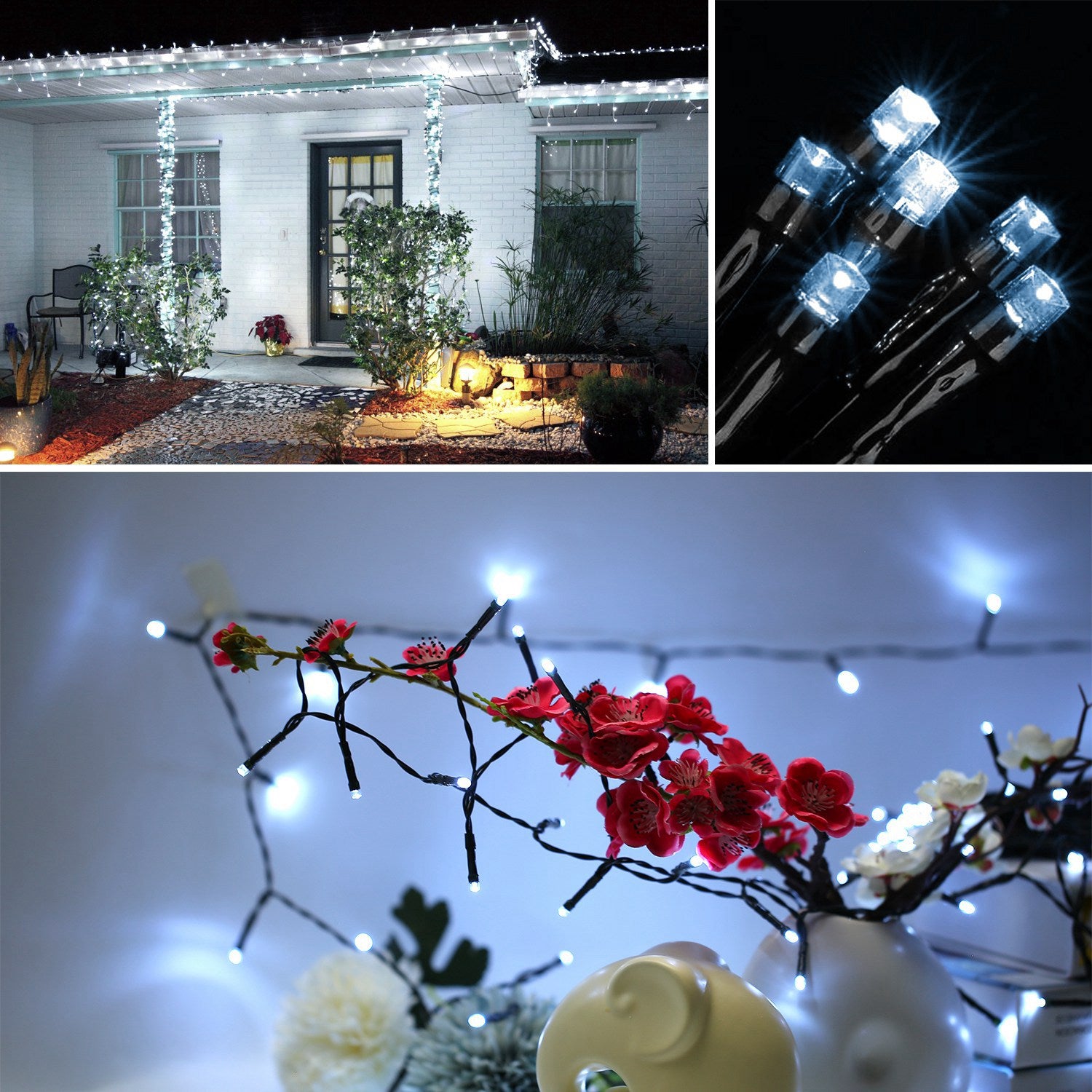 1Pc Solar String Lights LED Solar Power Fairy String Light 12M 8 Mode d'éclairage Cool Light