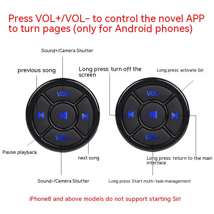 Volant de voiture Bluetooth Contrôleur de téléphone portable à bouton multifonction