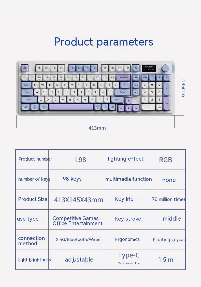 Clavier de bureau Bluetooth Mute sans fil E-Sports