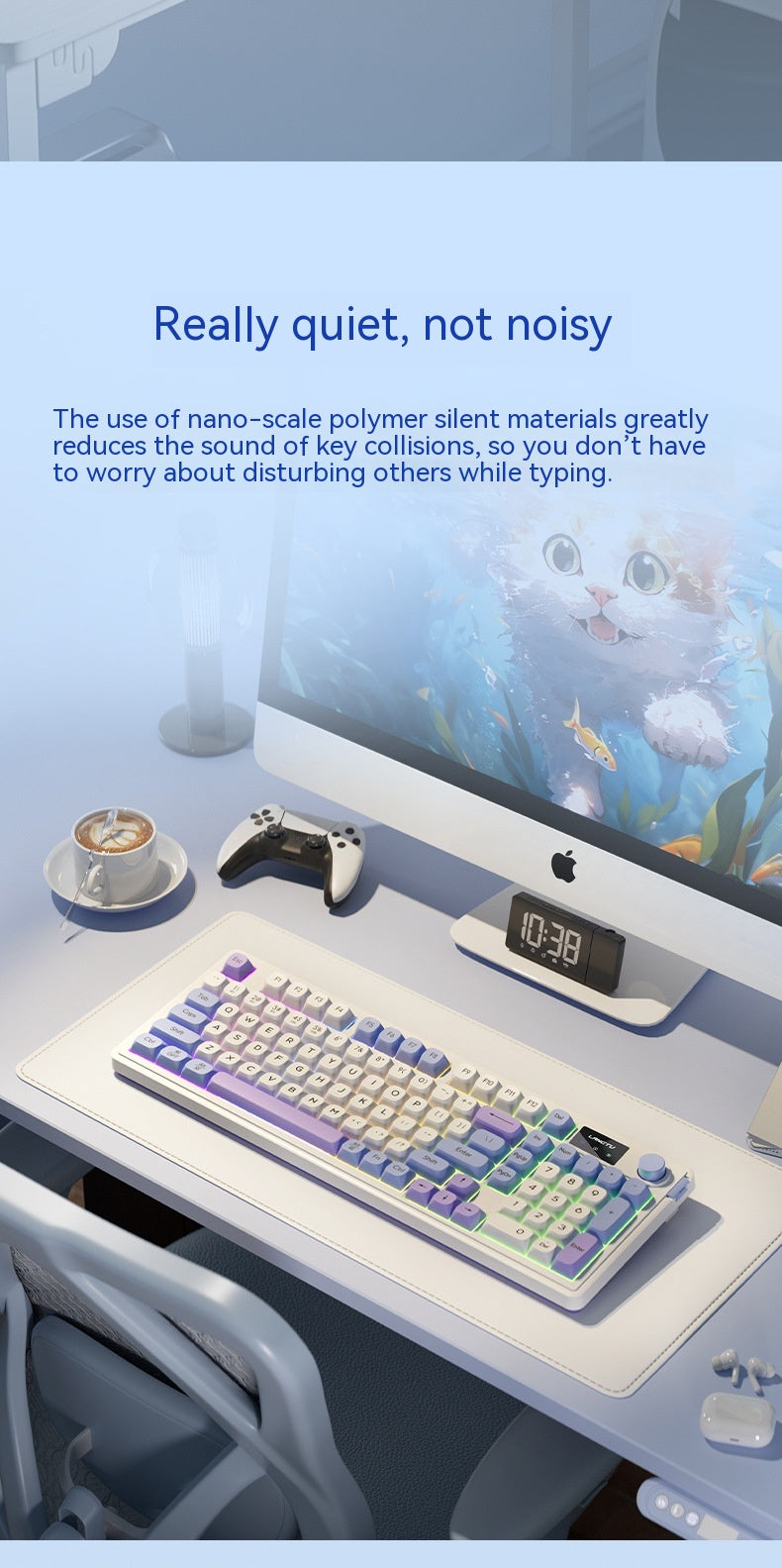 Clavier de bureau Bluetooth Mute sans fil E-Sports