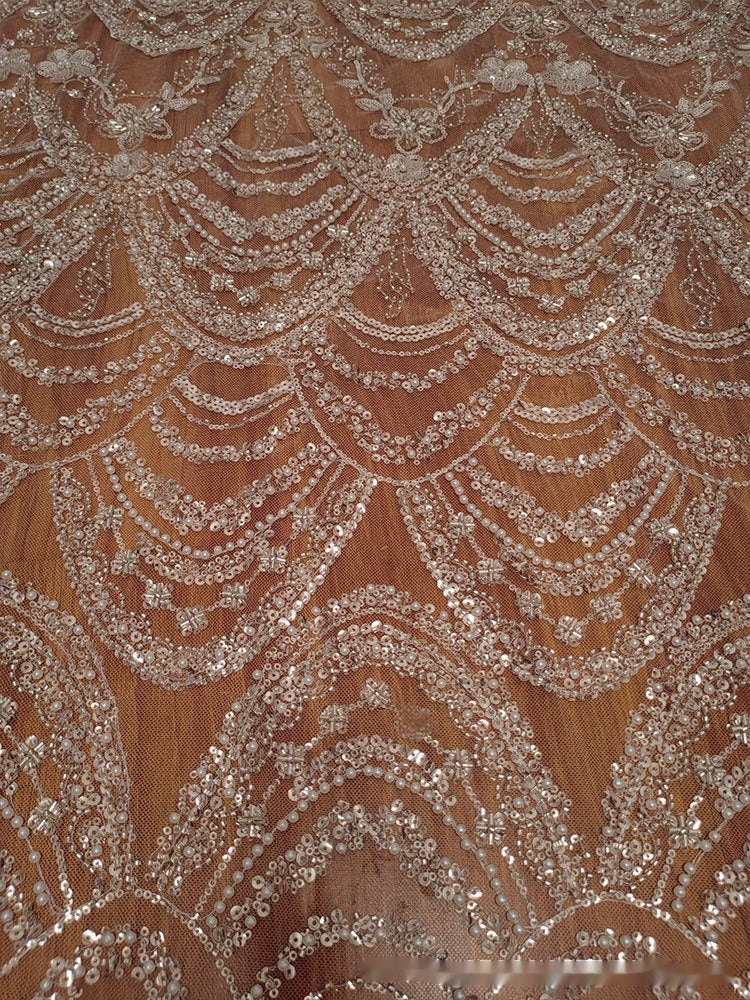 Robe de mariage en dentelle paille de style Wave