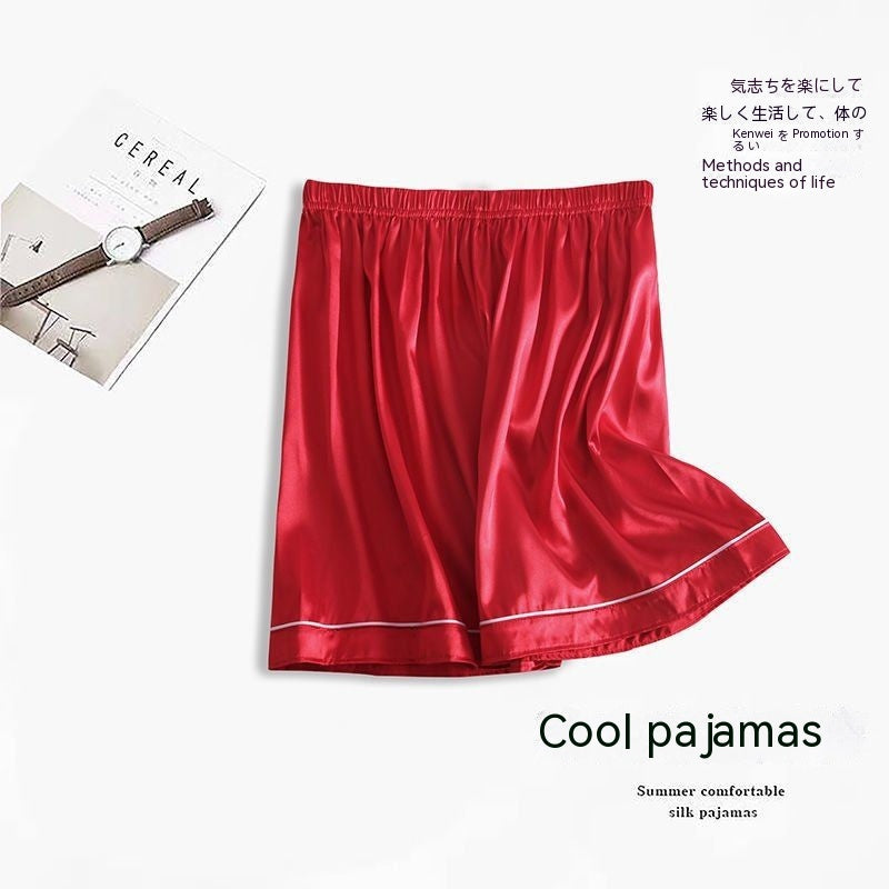 Short de pyjama de grande taille pour hommes en soie de glace