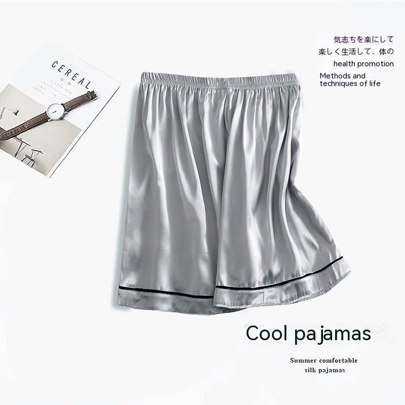 Short de pyjama de grande taille pour hommes en soie de glace