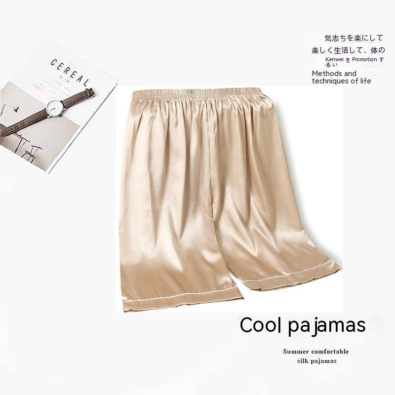 Short de pyjama de grande taille pour hommes en soie de glace