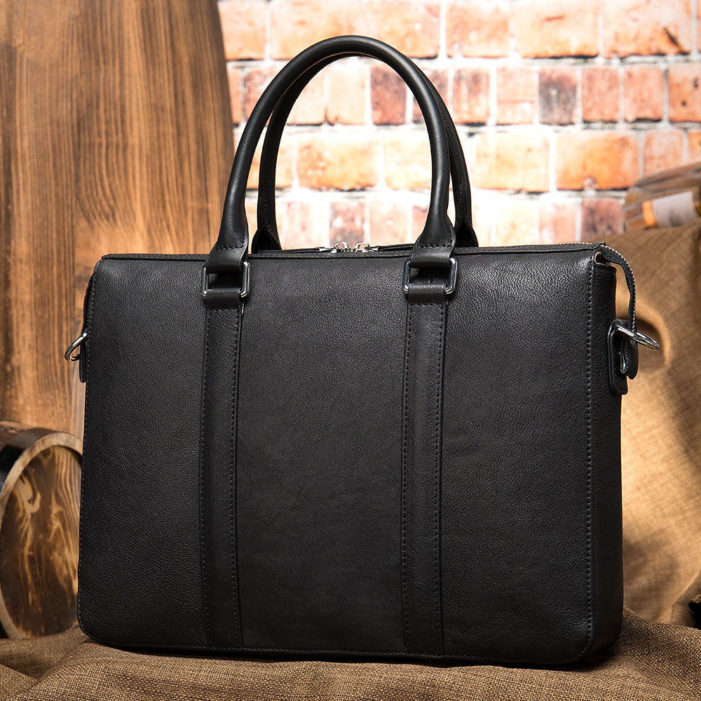 Porte-monnaie en cuir vintage pour homme Affaires tendance Sac à main informatique 14 pouces