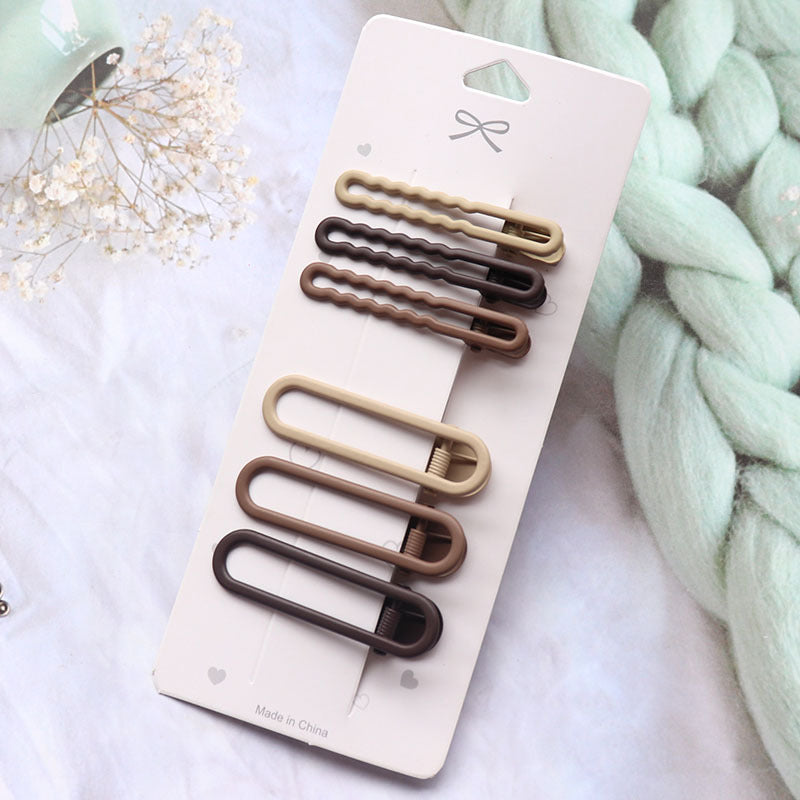 Coffee Color Series Barrettes Girl Side Clip Duckbill Clip Internet Célébrité