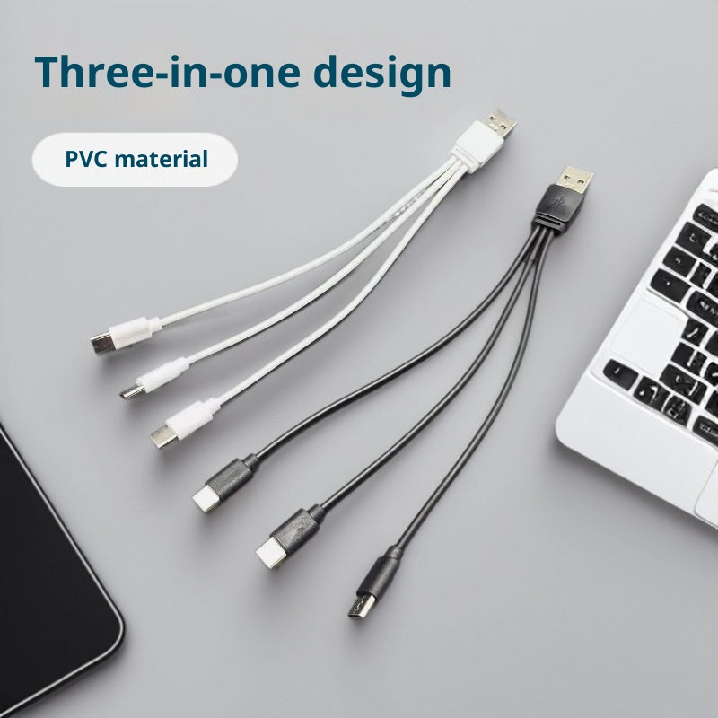 USB to Three Type-C Charging Cable 3-in-1 Data Cable PVC Lithium Battery Pack