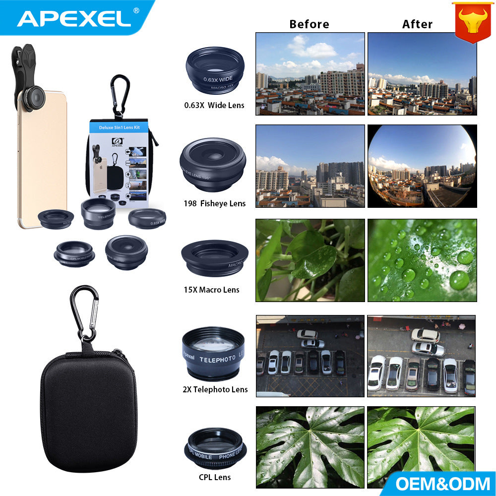Lentille de téléphone portable cinq en un seul jeu