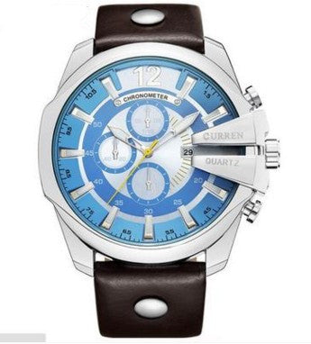 Montre homme à trois yeux décorée en grand cadran mode