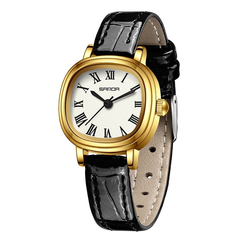 Montre Quartz à échelle romaine carrée féminine
