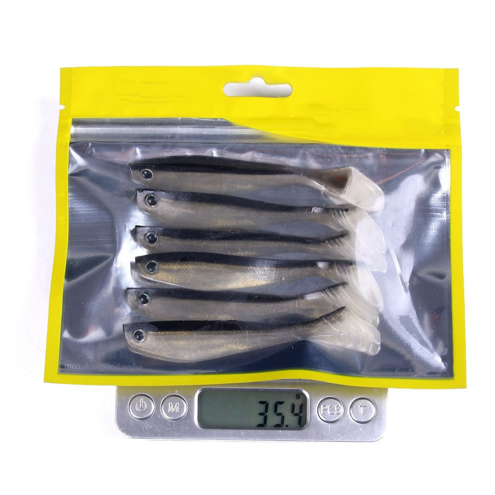 Luya Soft Bait Noir deux couleurs Retour 10cm 6 bandes Pack T