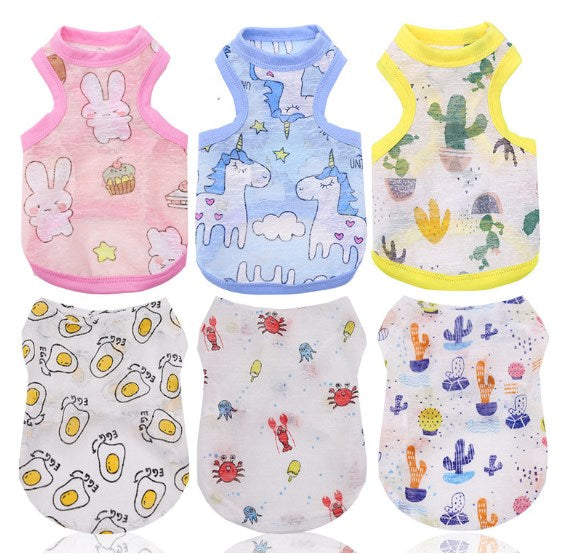 Vêtements en soie de glace pour animaux de compagnie-Mixed Color-XS-30 * 20 cm-1 pièce