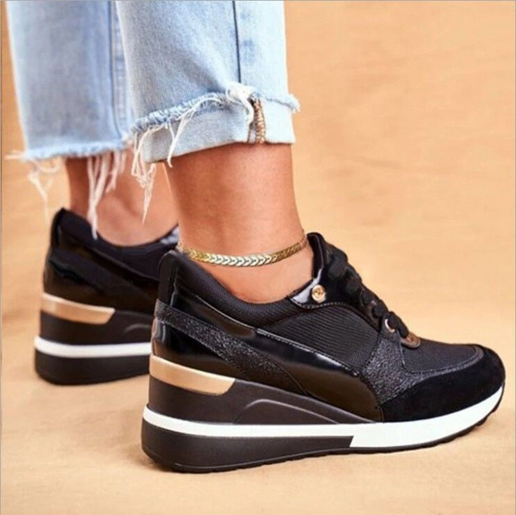 Plate-forme de femmes Colorblock Sequin Plat Casual Sneakers