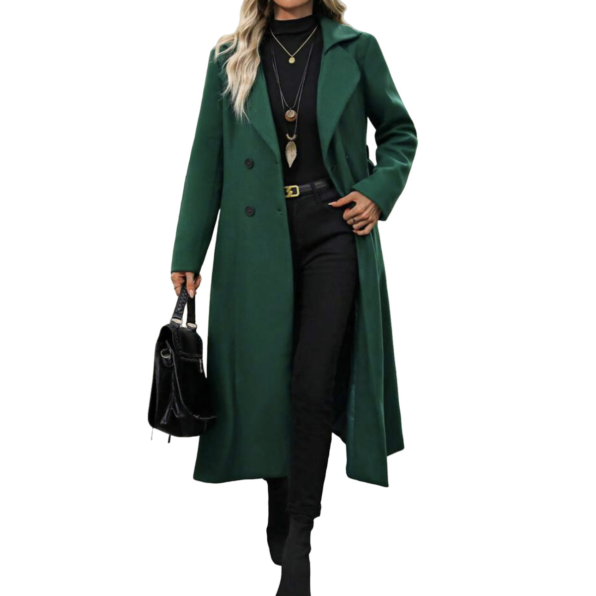 Manteau de laine Lapel d'arrivée avec cravate et double-brassed Design