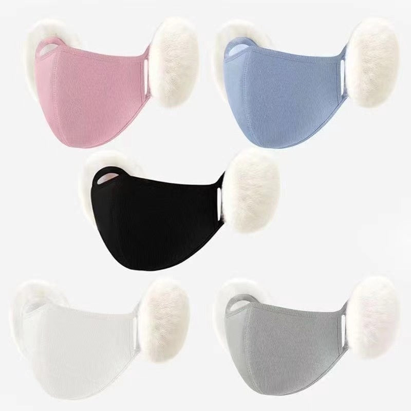 Masque de chaleur nuageux Hiver femelle en peluche mignon protection oreille doublée