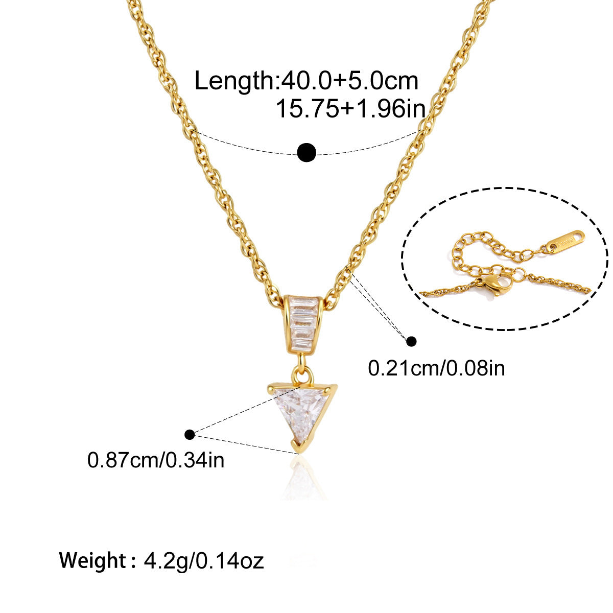 Zircon Collier en acier titane Et résistant à la Fade