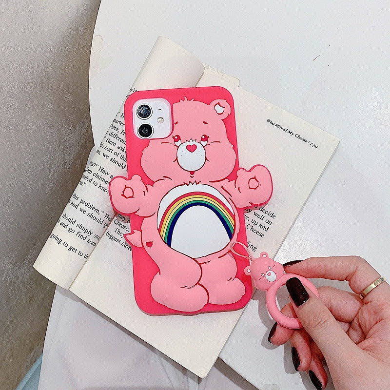 Mignon dessin animé arc-en-ciel ours téléphone portable cas