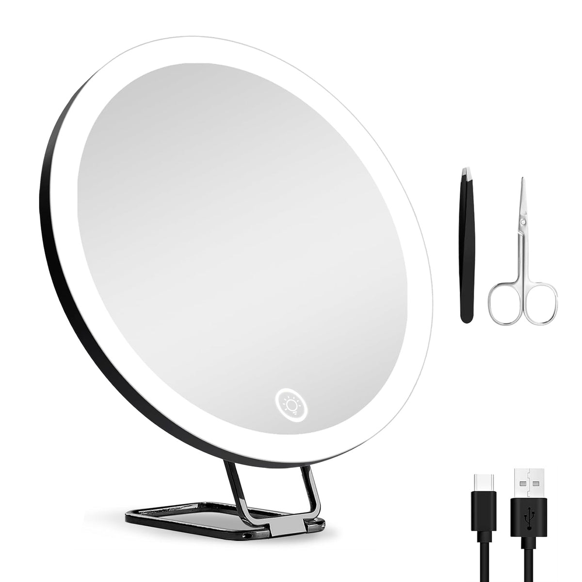 White-Black Options -- Miroir grossissant 1Pc 30X avec lumière pour cadeau 3 couleurs Dimmable Bri